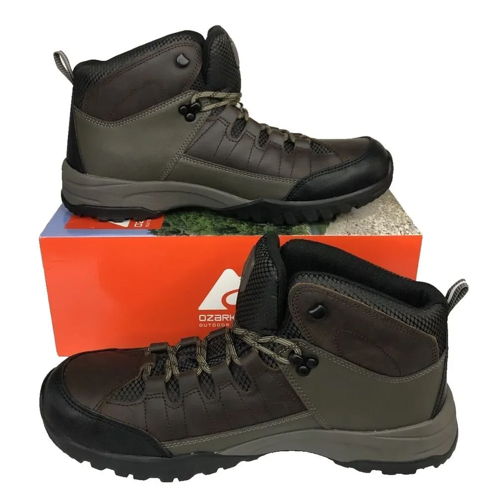Ozark Trail Men's Meadows Waterproof Brown Leather Hiking Work Boots Size 13 NEW - Picture 4 of 16